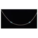 14K YELLOW GOLD LADIES NECKLACE W/ EMERALDS