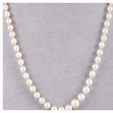14K YELLOW GOLD CLASPED WHITE PEARL NECKLACE