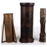 ANTIQUE WWI ARTILLERY SHELL TRENCH ART VASES (3)