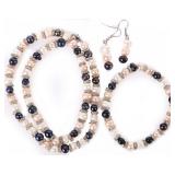 TRI-COLORED PEARL LADIES BEADED MATCHING SET