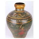 19TH C. INDIAN TIGER PAINTED METAL TOLEWARE POT