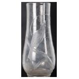 ANTIQUE ETCHED GLASS VASE FRENCH BIRDS FLOWERS