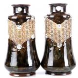 ROYAL DOULTON LAMBETH SLATERS CERAMIC VASES (2)