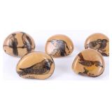A. CHEUCARACAMA CARVED TAGUA NUTS W/ BIRDS