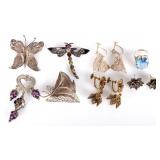 STERLING SILVER ORNATE FILIGREE LADIES JEWELRY-(8)