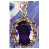 14K YELLOW GOLD 17.98MM AMETHYST LADIES PENDANT