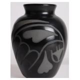 VINTAGE GEEGI BLACK SABLE POTTERY VASE