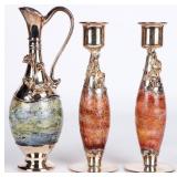 KING SOLOMON STERLING & ART GLASSWARE- (3)