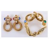 GOLD-TONED EARRINGS & BRACELET MATCHING SET