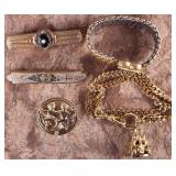 ANTIQUE GOLD-FILLED LADIES JEWELRY (5)