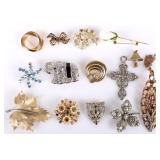 GOLD & SILVER TONED LADIES JEWELRY LOT OF 14