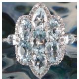 VINTAGE- STYLE AQUAMARINE ENGAGEMENT RING