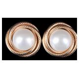 14K YELLOW GOLD LADIES EARRINGS W/ WHITE PEARLS