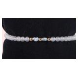 14K YELLOW GOLD QUARTZ & PEARL LADIES BRACELET