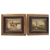 EMILE MOREL 'RIDERS' OIL ON COPPER FRAMED ART (2)