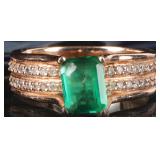 1.2CT EMERALD 42 DIAS 14K YELLOW GOLD LADIES RING