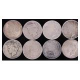 ASSORTED 90% SILVER MORGAN/PEACE DOLLARS - (8)