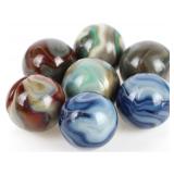 HANDMADE MULTI-COLORED AGATE MARBLES 1.0' (7)