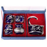 YANTAI CITY HANDCAFTS COBALT BLUE & TIN TEA SET