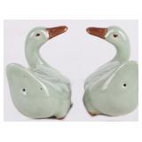 PAIR OF ANTIQUE CHINESE CELADON SITTING DUCKS