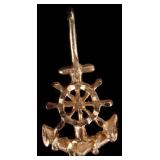 DAINTY 14K GOLD SHIPS WHEEL ANCHOR PENDANT