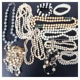 FAUX-PEARL LADIES NECKLACES & BRACELETS LOT OF 13