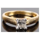 18K YELLOW GOLD .50CT PRINCESS CUT LADIES RING