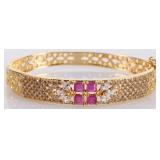 GOLD-TONED LADIES BRACELET WITH FOUR 0.37K RUBIES