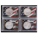 2008 FINE SILVER AMERICAN EAGLES H.E. HARRIS - (4)