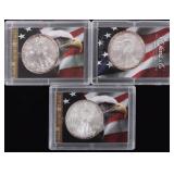 2008 FINE SILVER AMERICAN EAGLES H.E. HARRIS - (3)