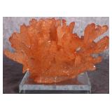 ORANGE CORAL RESIN STATUE W/ ACRYLIC BASE