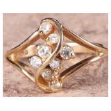 14K YELLOW GOLD NATURAL DIAMOND LADIES RING