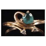 14K YELLOW GOLD LADIES RING W/ HEART TOPAZ & DIAS
