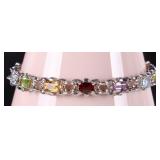 STERLING SILVER BRACELET W TOPAZ PERIDOT CITRINE +