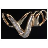 14K YELLOW GOLD ABSTRACT LADIES PENDANT W/ DIAS