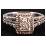 VINTAGE STERLING SILVER DIAMOND LADIES RING