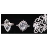 STERLING SILVER CZ/ QUARTZ LADIES RINGS - (3)