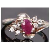 STERLING SILVER PINK RUBY CZ LADIES RING