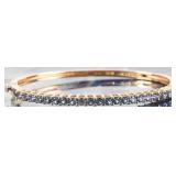 GOLD TONED BLUE TOPAZ LADIES BANGLE BRACELET