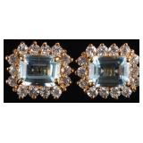 GOLD-TONE STERLING SILVER LADIES EARRINGS W/ TOPAZ