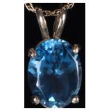 14K YELLOW GOLD LADIES NECKLACE W/ 1CT TOPAZ GEM