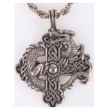 STERLING SILVER SERPENT CROSS ROPE CHAIN NECKLACE