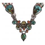 VINTAGE STERLING SILVER TIBETAN BEADED NECKLACE