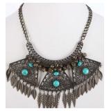 ORNATE BRASS NATIVE AMERICAN STYLE NECKLACE