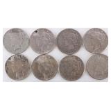 ASSORTED 90% SILVER LIBERTY PEACE DOLLARS - (8)