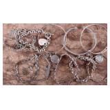 STERLING SILVER LADIES CHAIN & CHARM BRACELETS--11
