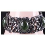 ANTIQUE ART NOVEAU NEPHRITE PANEL BRACELET