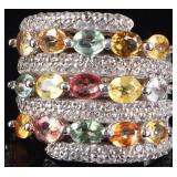 SAPPHIRE & WHITE TOPAZ MULTI BAND STYLE RING