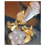 WHITE CARVED LABRADORITE STERLING SILVER RING