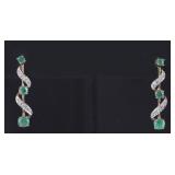 10K YELLOW GOLD LADIES EARRINGS W/ EMERALDS & DIA